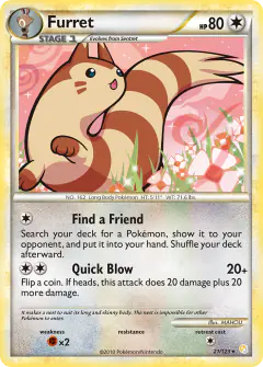 Furret 21/123 Rare card from HeartGold & SoulSilver Base