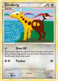 Girafarig 64/123 Common card from HeartGold & SoulSilver Base