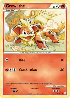 Growlithe 65/123 Common card from HeartGold & SoulSilver Base