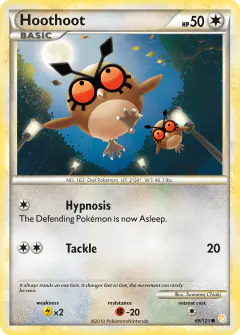 Hoothoot 66/123 Common card from HeartGold & SoulSilver Base