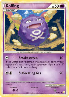 Koffing 70/123 Common card from HeartGold & SoulSilver Base