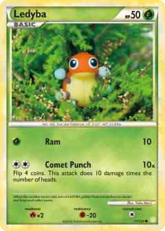 Ledyba 71/123 Common card from HeartGold & SoulSilver Base