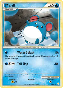 Marill 74/123 Common card from HeartGold & SoulSilver Base