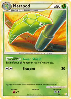 Metapod 46/123 Uncommon card from HeartGold & SoulSilver Base