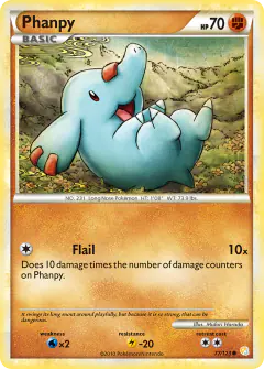 Phanpy 77/123 Common card from HeartGold & SoulSilver Base