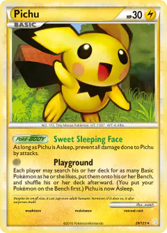 Pichu 28/123 Rare card from HeartGold & SoulSilver Base