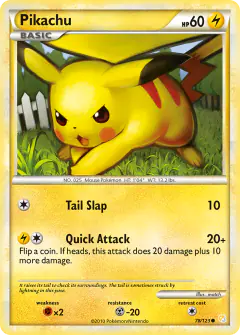 Pikachu 78/123 Common card from HeartGold & SoulSilver Base