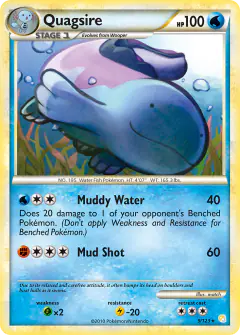 Quagsire 9/123 Rare Holo card from HeartGold & SoulSilver Base