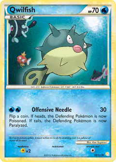 Qwilfish 50/123 Uncommon card from HeartGold & SoulSilver Base