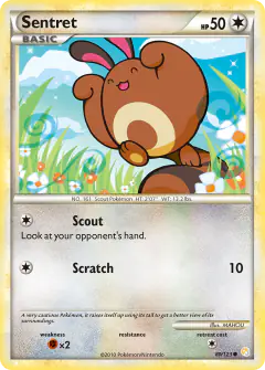 Sentret 80/123 Common card from HeartGold & SoulSilver Base