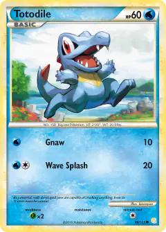 Totodile 86/123 Common card from HeartGold & SoulSilver Base
