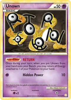 Unown 54/123 Uncommon card from HeartGold & SoulSilver Base