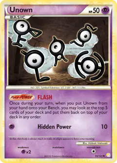 Unown 55/123 Uncommon card from HeartGold & SoulSilver Base