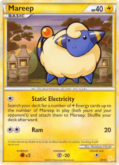 Mareep 20/30 Common card from HGSS Trainer Kit Raichu