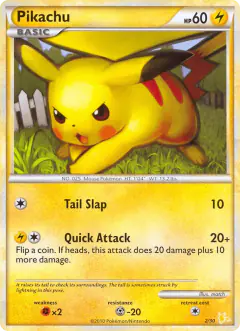 Pikachu 2/30 Common card from HGSS Trainer Kit Raichu