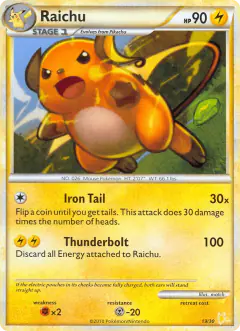 Raichu 19/30 Common card from HGSS Trainer Kit Raichu