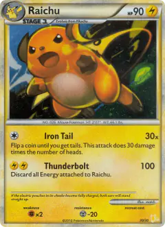 Raichu 30/30 Common card from HGSS Trainer Kit Raichu