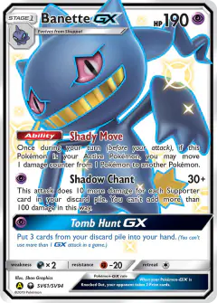 Banette-GX SV61/SV94 Rare Shiny GX card from Hidden Fates