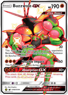 Buzzwole-GX SV68/SV94 Rare Shiny GX card from Hidden Fates