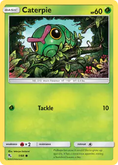 Caterpie 1/68 Common card from Hidden Fates