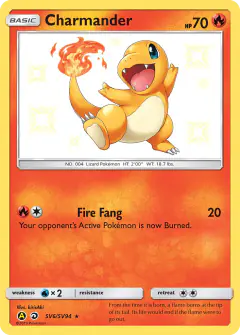 Charmander SV6/SV94 Rare Shiny card from Hidden Fates