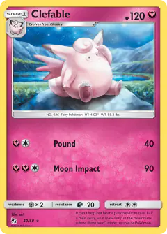 Clefable 40/68 Rare card from Hidden Fates