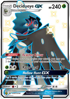 Decidueye-GX SV47/SV94 Rare Shiny GX card from Hidden Fates