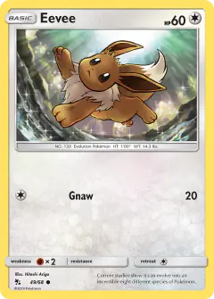 Eevee 49/68 Common card from Hidden Fates