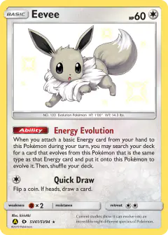 Eevee SV41/SV94 Rare Shiny card from Hidden Fates