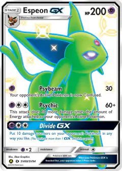 Espeon-GX SV60/SV94 Rare Shiny GX card from Hidden Fates