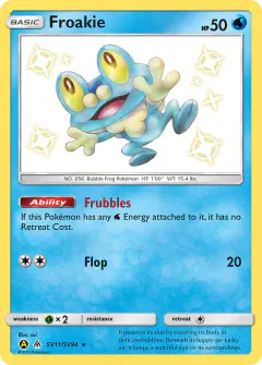 Froakie SV11/SV94 Rare Shiny card from Hidden Fates