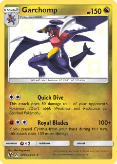Garchomp SV40/SV94 Rare Shiny card from Hidden Fates