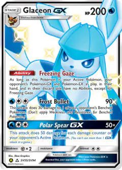 Glaceon-GX SV55/SV94 Rare Shiny GX card from Hidden Fates