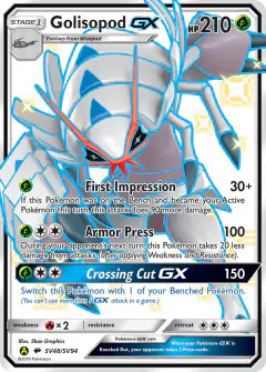 Golisopod-GX SV48/SV94 Rare Shiny GX card from Hidden Fates