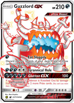 Guzzlord-GX SV71/SV94 Rare Shiny GX card from Hidden Fates