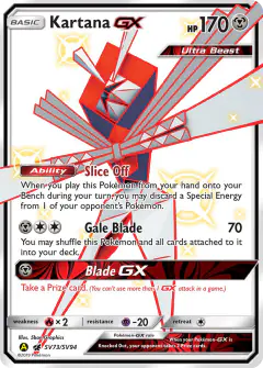 Kartana-GX SV73/SV94 Rare Shiny GX card from Hidden Fates