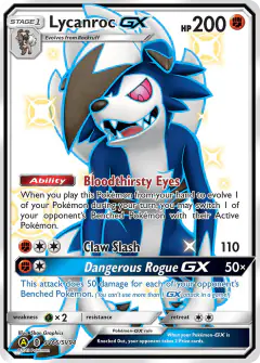 Lycanroc-GX SV66/SV94 Rare Shiny GX card from Hidden Fates