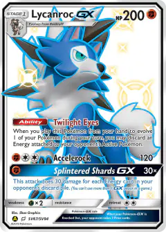 Lycanroc-GX SV67/SV94 Rare Shiny GX card from Hidden Fates