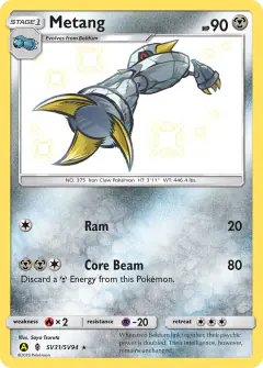 Metang SV31/SV94 Rare Shiny card from Hidden Fates