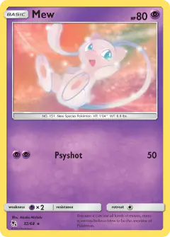 Mew 32/68 Rare card from Hidden Fates