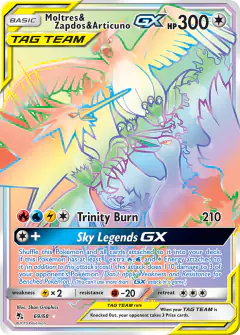 Moltres & Zapdos & Articuno-GX 69/68 Rare Rainbow card from Hidden Fates
