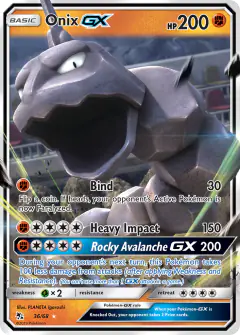 Onix-GX 36/68 Rare Holo GX card from Hidden Fates