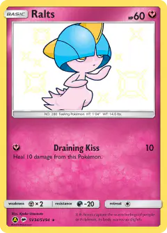 Ralts SV34/SV94 Rare Shiny card from Hidden Fates