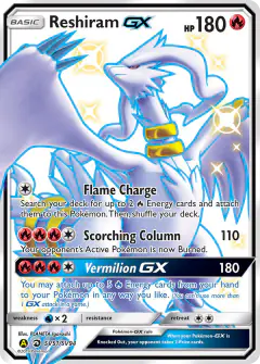 Reshiram-GX SV51/SV94 Rare Shiny GX card from Hidden Fates