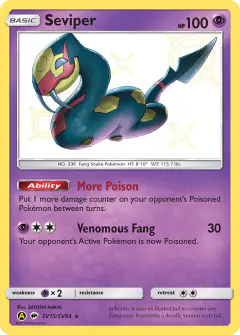 Seviper SV15/SV94 Rare Shiny card from Hidden Fates