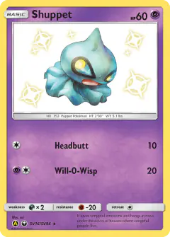 Shuppet SV16/SV94 Rare Shiny card from Hidden Fates