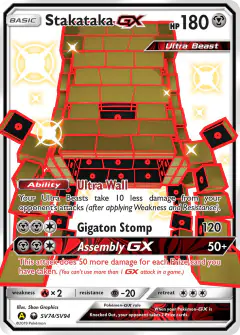 Stakataka-GX SV74/SV94 Rare Shiny GX card from Hidden Fates
