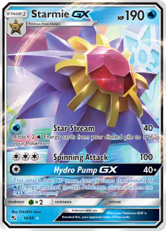 Starmie-GX 14/68 Rare Holo GX card from Hidden Fates