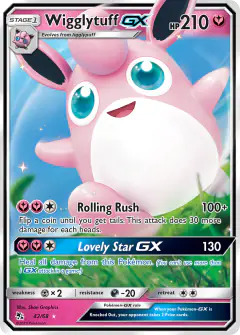 Wigglytuff-GX 42/68 Rare Holo GX card from Hidden Fates