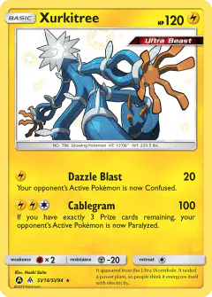 Xurkitree SV14/SV94 Rare Shiny card from Hidden Fates
